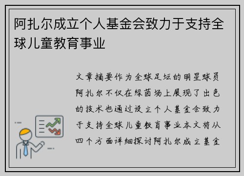 阿扎尔成立个人基金会致力于支持全球儿童教育事业